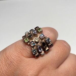 Minimalist semi orecious stones on silver size 6 ring